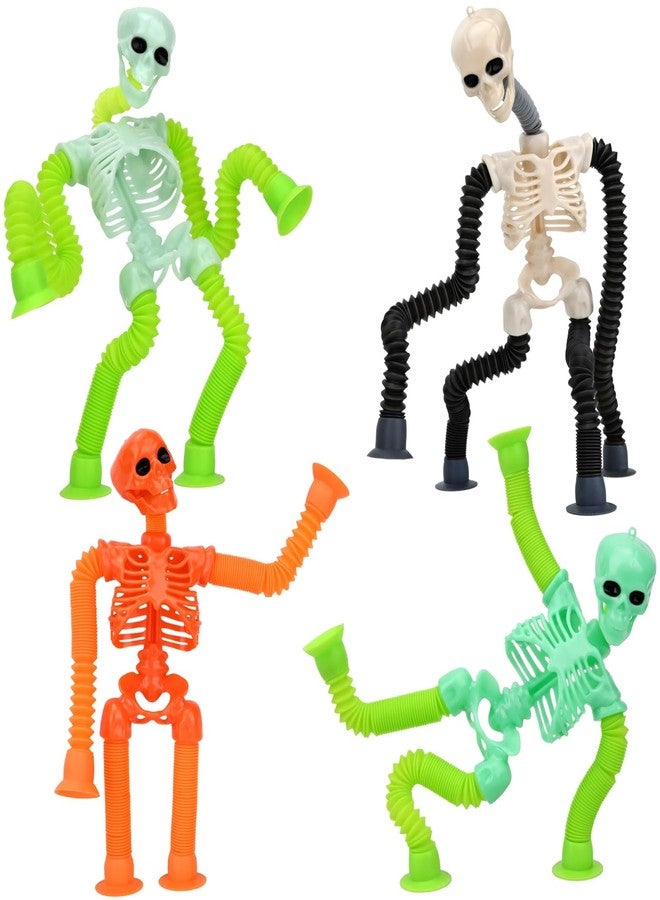 COLEGRY Halloween Pop Tubes Skeleton Fidget Toys for Kids, Telescopic Suction Cup Baby Toddlers Age 3-9 Fine Motor Skills, Gifts for 3 4 5 6 7 8 9 Year Old Boys Girls, 4 Pack - Image 1